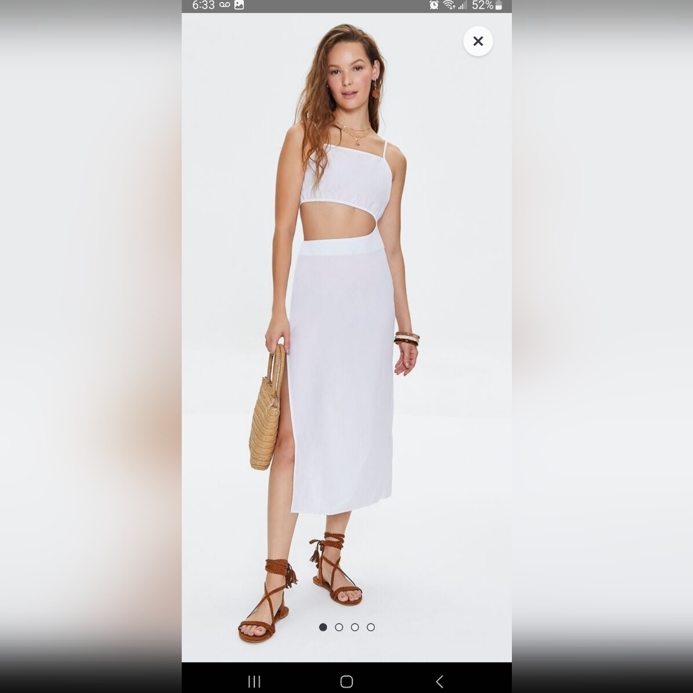 NWT linen blend cutout midi dress